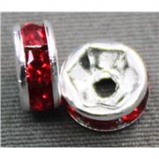 Chinese Rondelles 6mm Red/Silver ea.