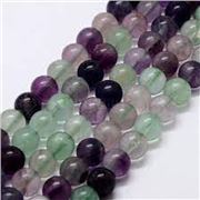 Semi Precious Strands Natural Fluorite 8mm Round  (approx 47 beads)ea.
