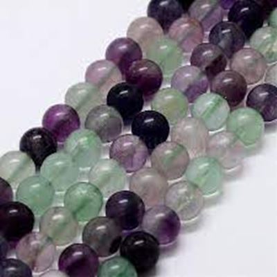 Semi Precious Strands Natural Fluorite 8mm Round  (approx 47 beads)ea.