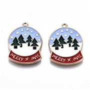 Christmas Snow Globe Enamel with Gold Back 23x17mm each