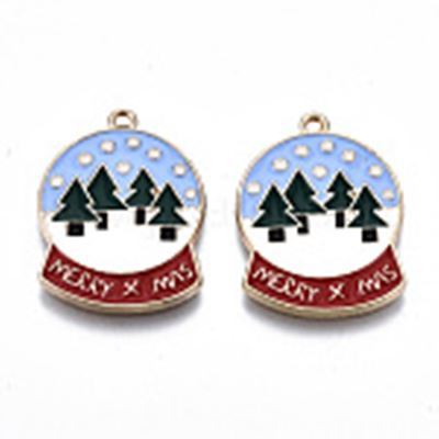 Christmas Snow Globe Enamel with Gold Back 23x17mm each