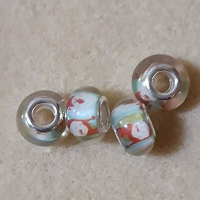 Christmas Santa Large Hole Bead Creamy White Resin 14x9mm each