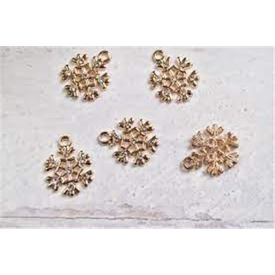 Charm Snowflake with Rhinestone Gold 18x14x2mm each