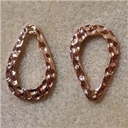 Connector Hammered Teardrop Gold 30x19x2mm Low Allergenic each