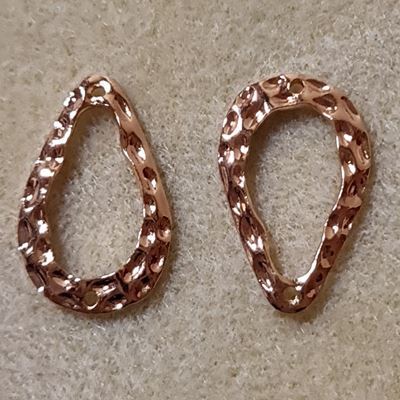 Connector Hammered Teardrop Gold 30x19x2mm Low Allergenic each