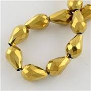 Glass Drops Gold 15x10mm ea