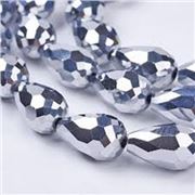 Glass Drops Silver 15x10mm ea
