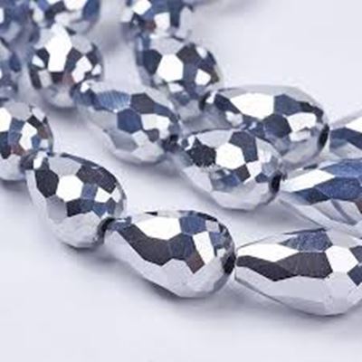Glass Drops Silver 15x10mm ea