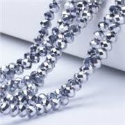Glass Faceted Strand Half Silver Rondelle 3x2mm (approx 146 beads)ea