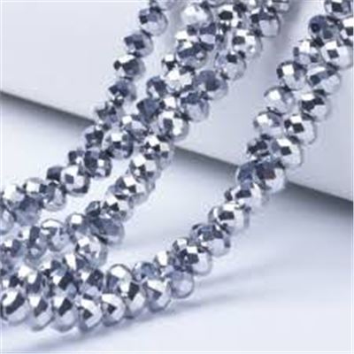 Glass Faceted Strand Half Silver Rondelle 3x2mm (approx 146 beads)ea
