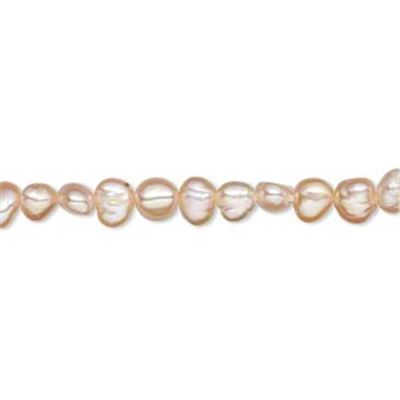 Freshwater Pearl Strand Flat Potato Peach 5mm (16 inch Strand) each