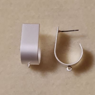 Earrings Stud with Loop Silver Low Allergenic 23x10.5mm per pair