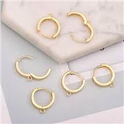Leverback Hooks Stainless Steel 18K Gold Plated w/ loop 14.5x12x2mm per pair