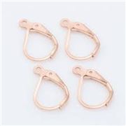 Leverback Hooks Stainless Steel Rose Gold Plate w/ loop 16x10x2mm per pair