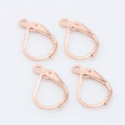 Leverback Hooks Stainless Steel Rose Gold Plate w/ loop 16x10x2mm per pair