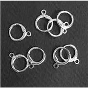 Leverback Hooks Stainless Steel Silver Plate w/ loop 14x12x2mm per pair