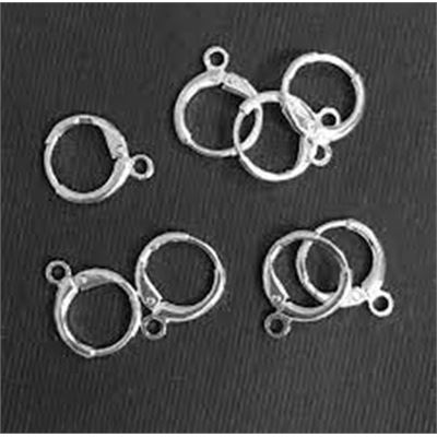Leverback Hooks Stainless Steel Silver Plate w/ loop 14x12x2mm per pair