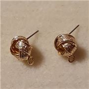 Earring Stud Love Knot Gold Low Allergenic w/loop 16x12.5mm per pair