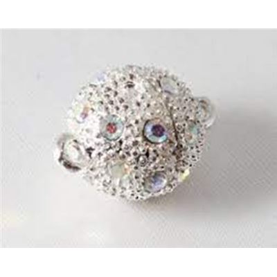 Clasp Magnetic Rhinestone Crystal AB Silver 21x14mm ea