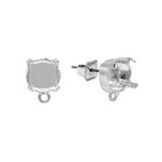 Ear Stud Claw Setting w/loop SS39 (8mm Chaton) Silver plate w/ butterfly backs per pair, Nickel Free.