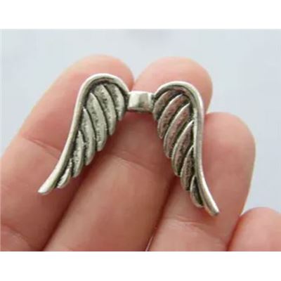 Metal Angel Wings 36x24mm Ant. Silver ea.