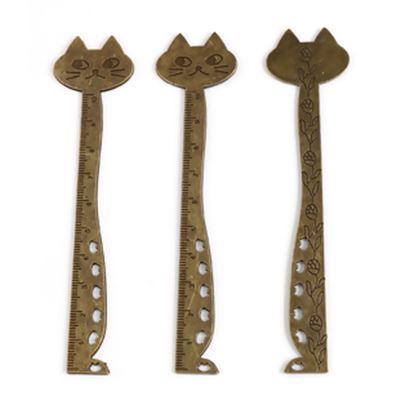 Bookmark Ruler Cat Antique Bronze 12.3x2.9cm each