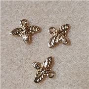 Charm Bee Light Gold 13x15.5x2.5mm Hole 1.5mm Each