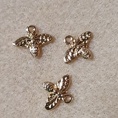 Charm Bee Light Gold 13x15.5x2.5mm Hole 1.5mm Each