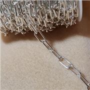 Chain Paperclip Style Silver plated Iron Unwelded 14x6x1.4mm per metre