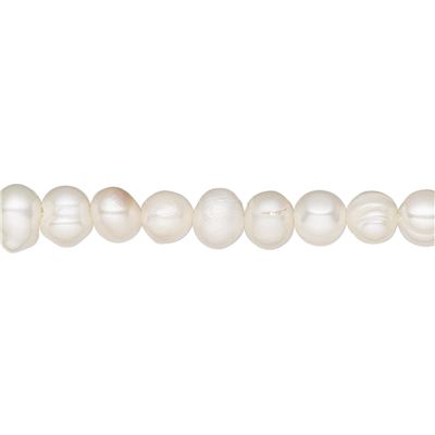 Freshwater Pearl Semi Round 6mm White (approx 78 beads) per strand