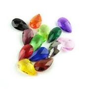 Faceted Glass Teardrop Pendant Assorted Colours 22x13x8mm Hole 0.8mm each