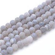 Semi Precious Strand Dyed Frosted Crackle Agate Light Grey 6mm (approx 63 beads) each