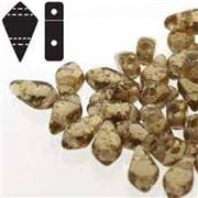 Kite Bead 2 Hole Gold Splash Smoke Topaz 9x5mm Tube approx 22 grams (115 beads) each