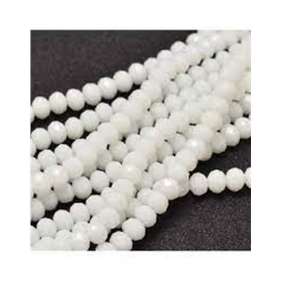 Glass Faceted Melon Strand Opaque White 3x2mm (approx 150 beads