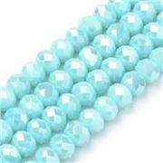 Glass Faceted Melon Strand Turquoise AB 3x2mm (approx 150 beads
