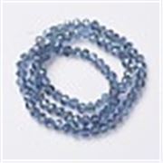 Glass Faceted Melon Strand Sapphire Half Plated 6x5mm(approx 80 beads) each