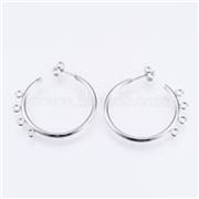 Earring Stud Half Hoop Stainless Steel w/loops 32x33mm per pair