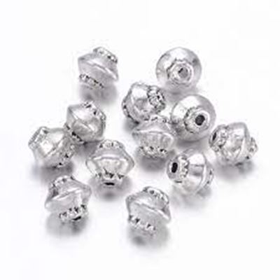 Tibetan Style Spacer Bead Bicone Silver 5x4.5mm Hole 1mm each