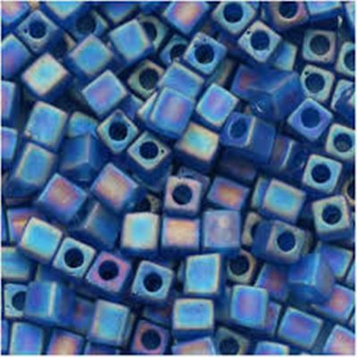 Miyuki Cube 4mm Matte Trans Capri Blue AB 20g Tube
