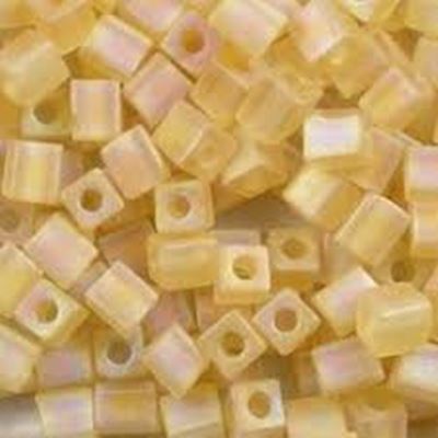 Miyuki Cube 4mm Matte Trans Light Topaz AB 20g Tube