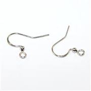  Ear Hook w/ 2mm Ball 25mm Length Silver per pair