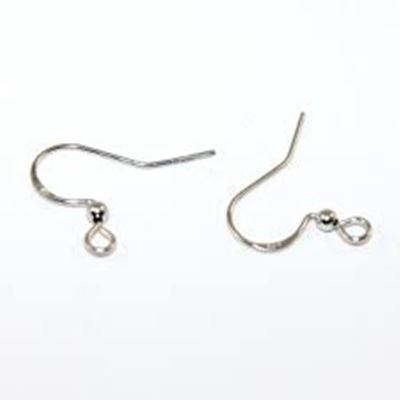  Ear Hook w/ 2mm Ball 25mm Length Silver per pair