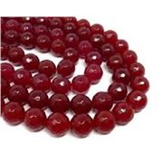 Semi Precious Strand 10mm Malaysian Jade Crimson Dyed Faceted (approx 37 beads)ea