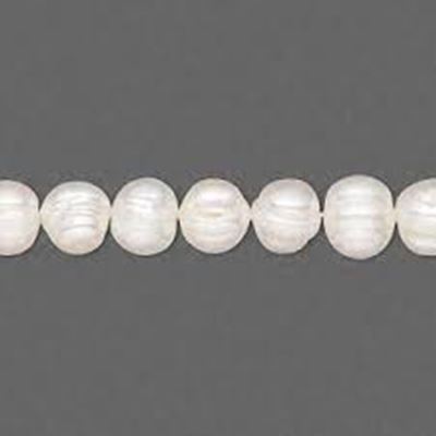 Freshwater Pearl Strand White Semi Round 5mm (16 inch strand) each