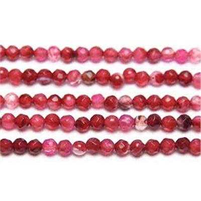 Semi Precious Strand Banded Magenta Agate Faceted Round 8mm (approx 40 beads) ea