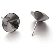 Earring Stud 12mm Rivoli Setting  Stainless Steel (per pair)