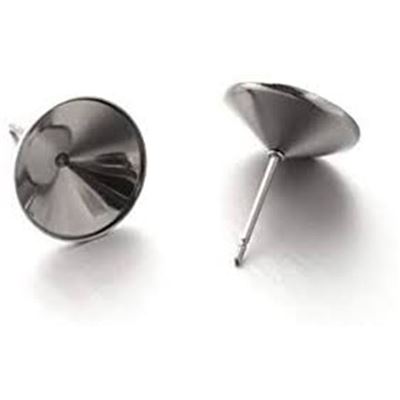 Earring Stud 12mm Rivoli Setting  Stainless Steel (per pair)