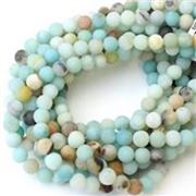 Semi Precious Round  Strand Frosted Amazonite 6mm (Approx 60 beads) ea