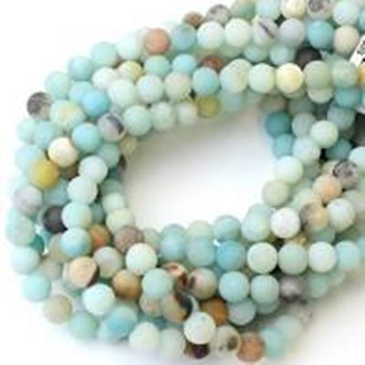 Semi Precious Round  Strand Frosted Amazonite 6mm (Approx 60 beads) ea