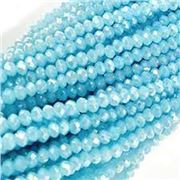 Glass Faceted Melon Strand Opaque Sky Blue AB 3x2mm (approx 150 beads